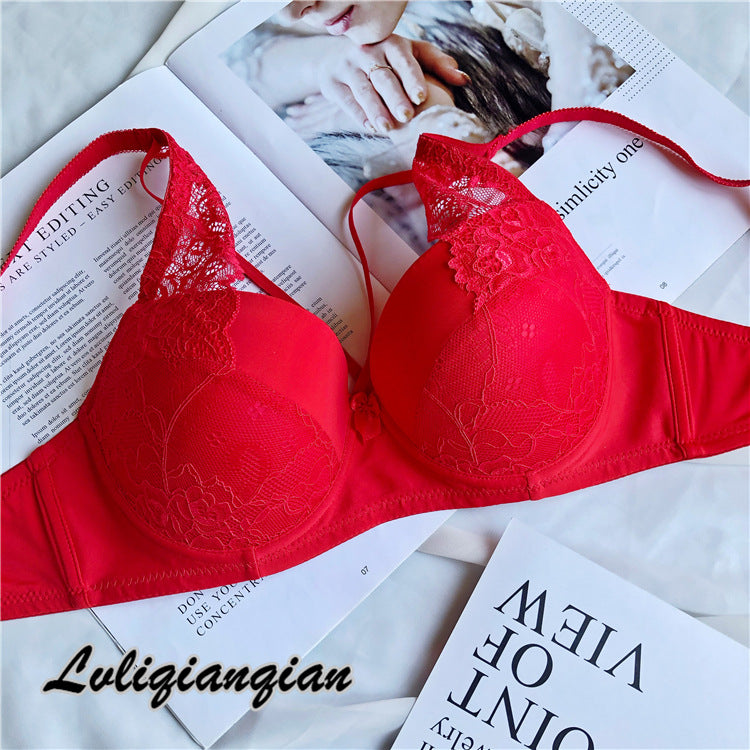 Sexy Thin Top Support Gathering Lace Bra