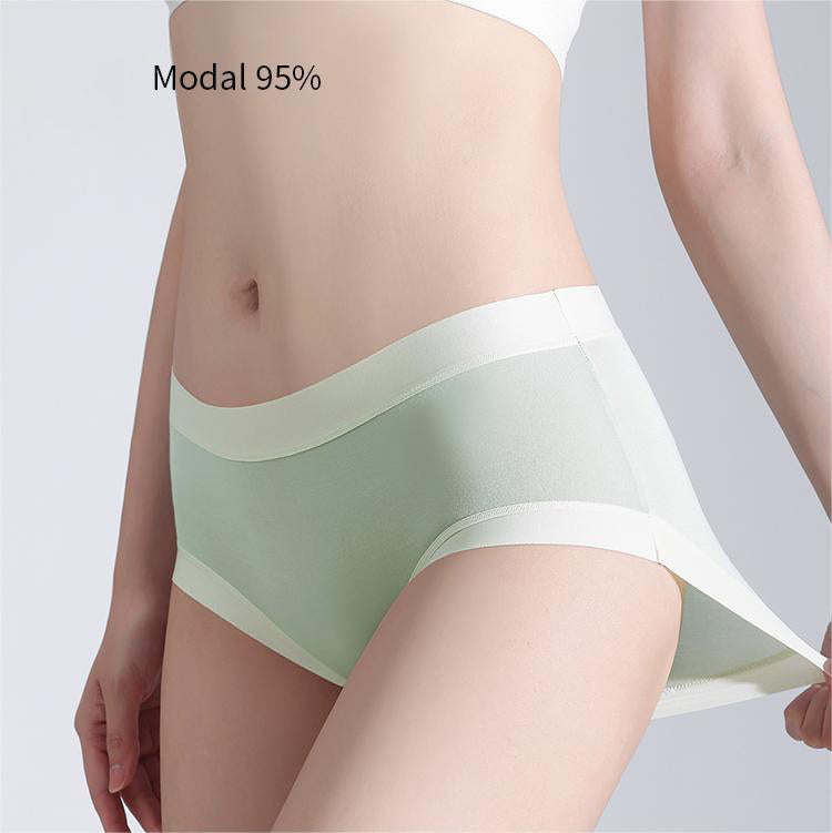 LightXome Modal Mid Waist Panties for Ladies Antibacterial Cotton Crotch Summer Thin Seamless Boxer