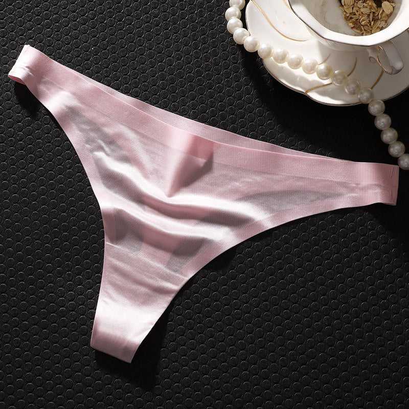 One Piece No Trace Ultra Thin Ice Silk Sexy Thong Panties