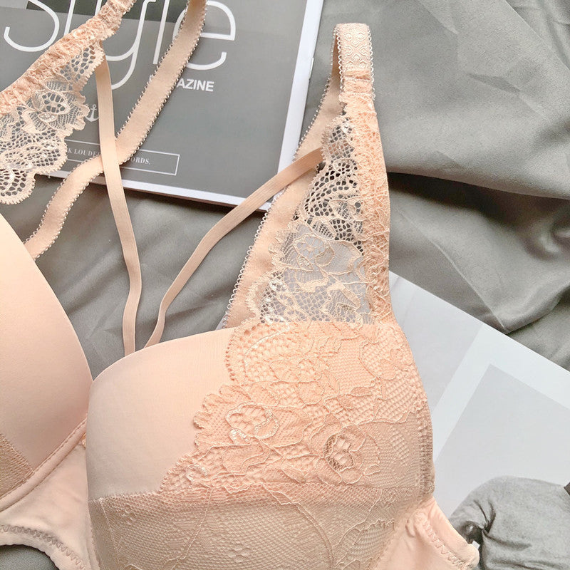Sexy Thin Top Support Gathering Lace Bra