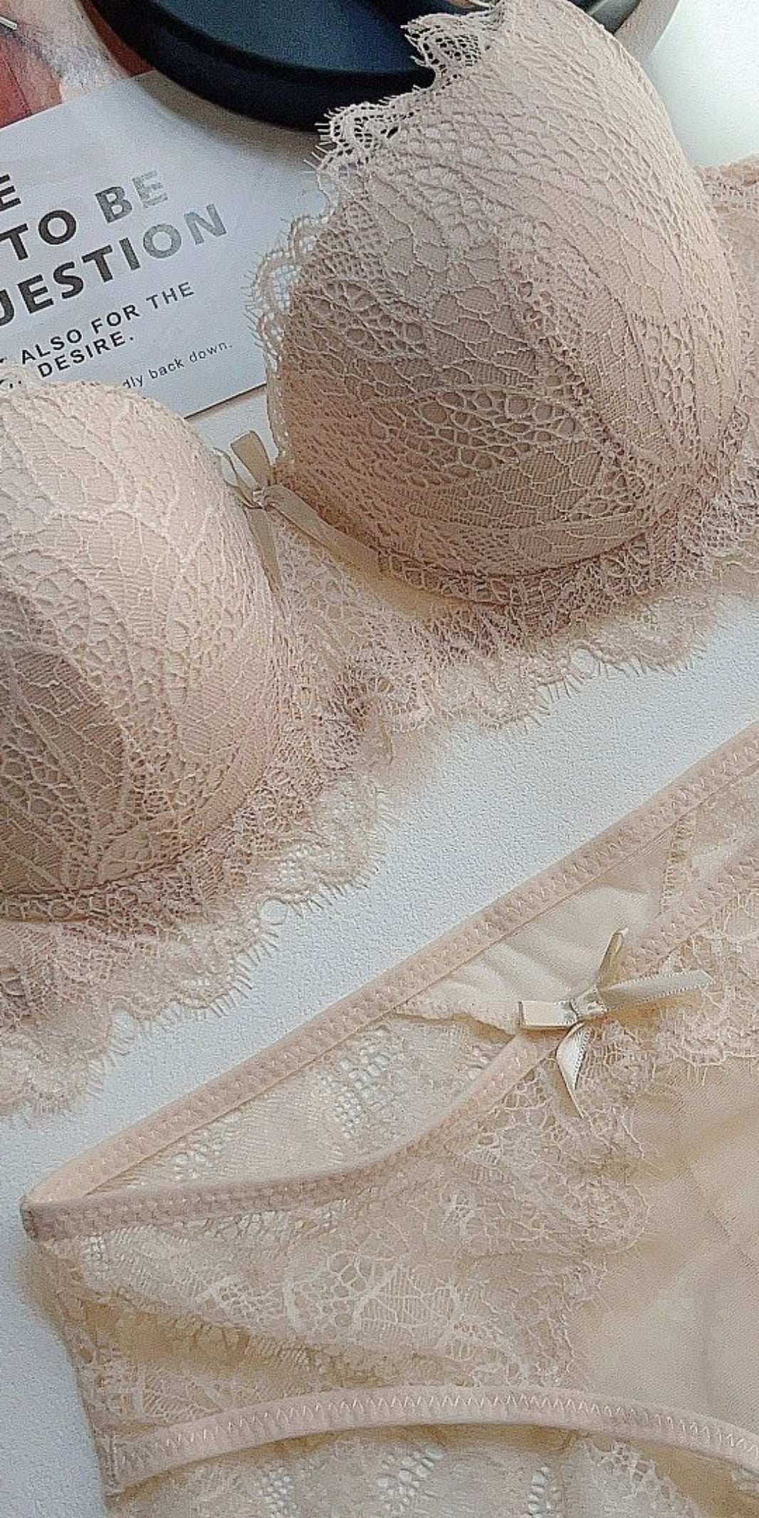 Sweet Lace Pure Desire Thin Cup Sexy Cross Back Plus Size Bra Set