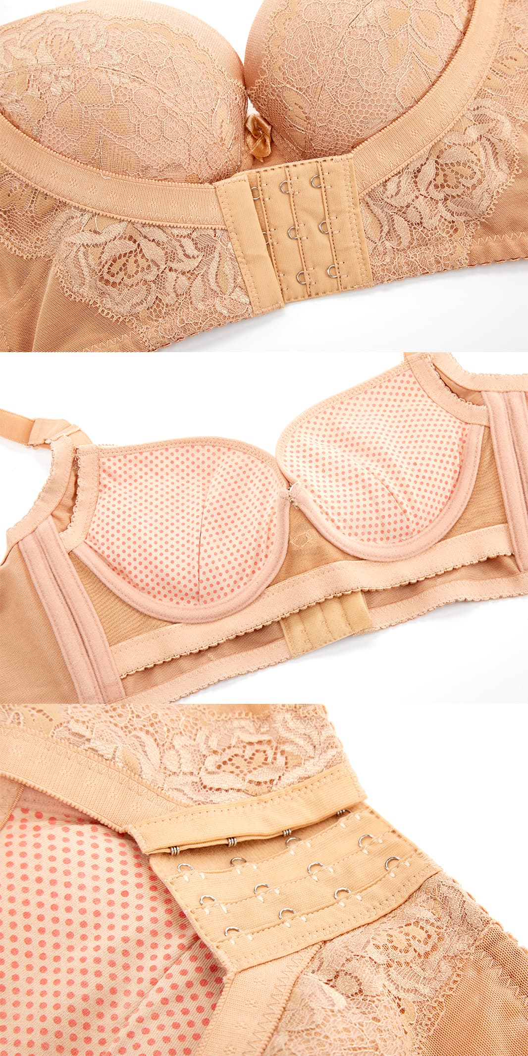 Small Breasts Gathering Lift Front Button Thin Lace Bra