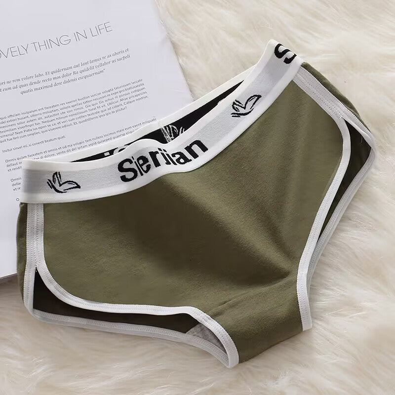 Cotton Crotch Antibacterial Mid-Rise Simple Sport Style Triangle Panties