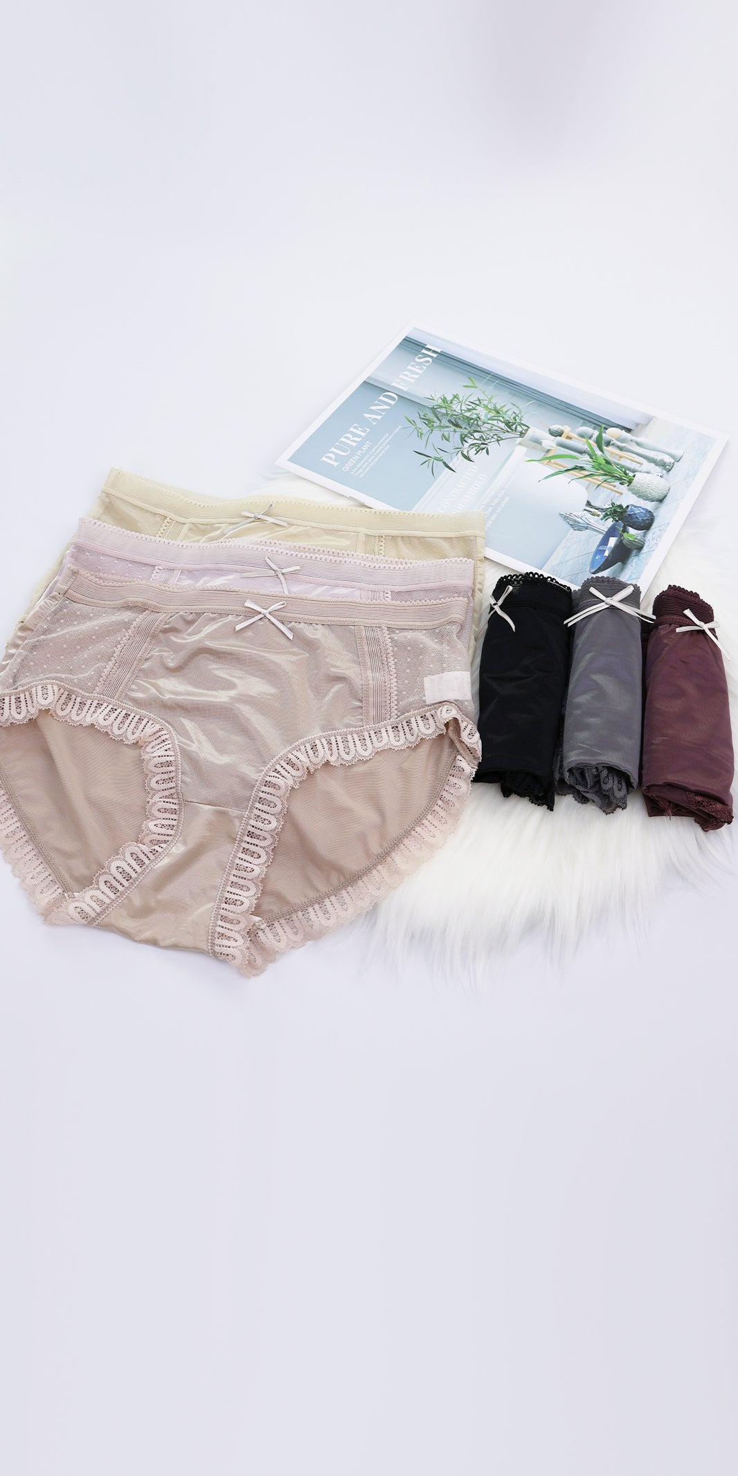 Ultra-thin Ice Silk Seamless Mid Waist Breathable Cotton High Stretch Lace Panties