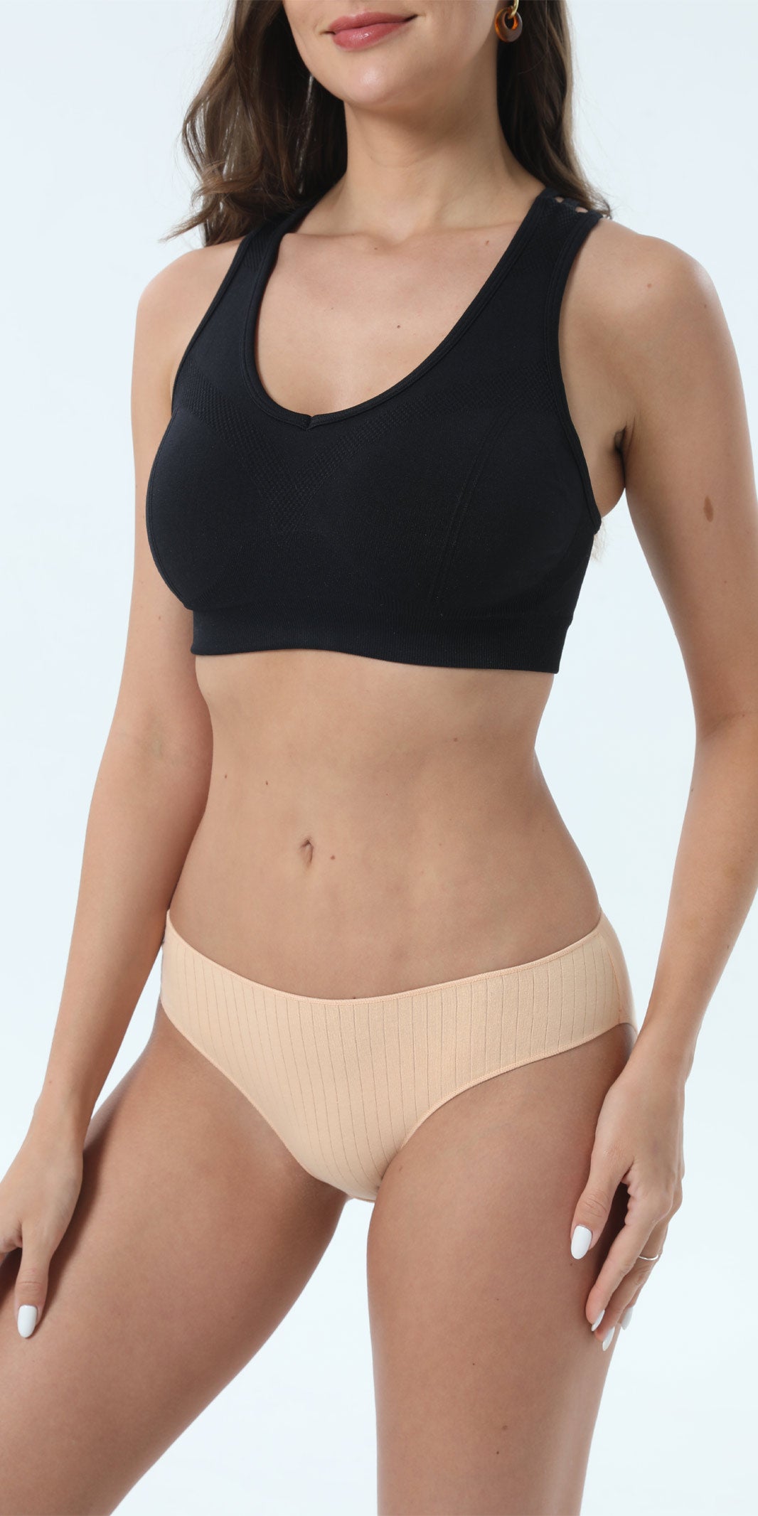 Mid-rise Seamless Butt-lifting Breathable Knitted Cotton Panties