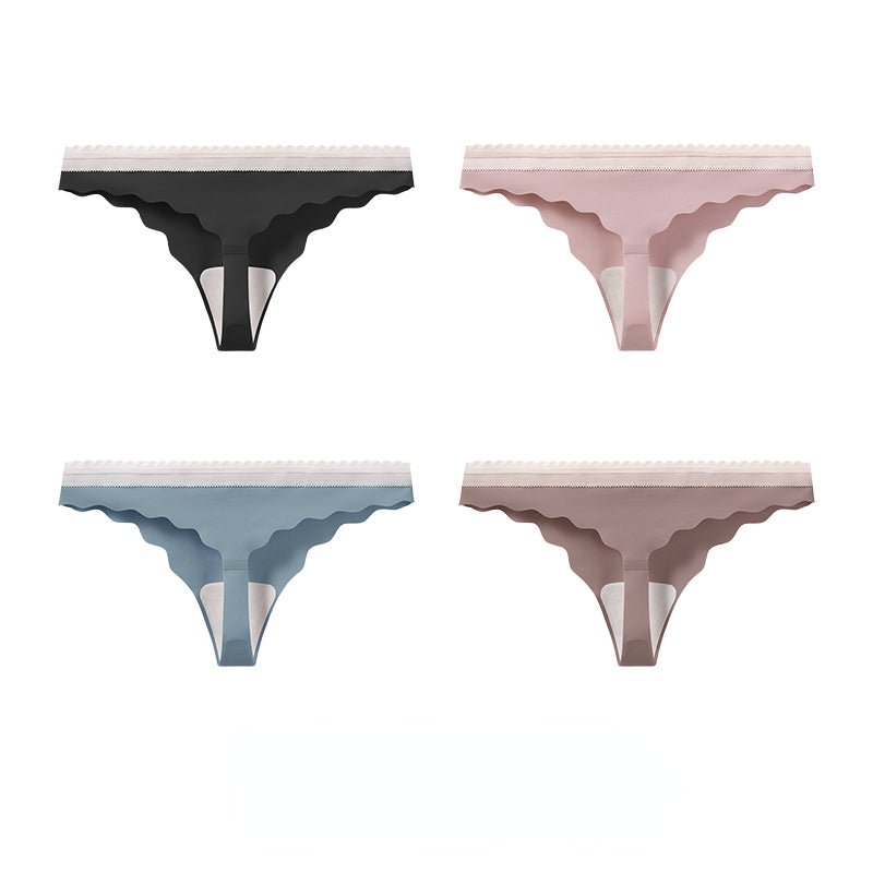 LightXome 4 Pieces Seamless Sexy Thong Mulberry Silk Fitness Panties - LightXome