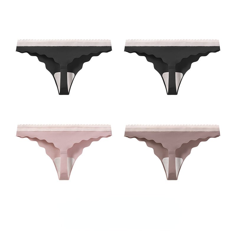 LightXome 4 Pieces Seamless Sexy Thong Mulberry Silk Fitness Panties - LightXome